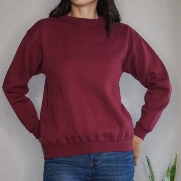 Bruntwood Burgundy Crewneck Sweatshirt Classic Pullover - Picture 2 of 9